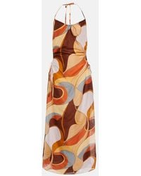 Sir. The Label - Printed Cotton And Silk Midi Dress - Lyst