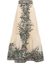 Zimmermann Moonshine Floral Linen Midi Skirt - Multicolor