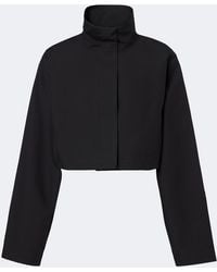 Alaïa - Cropped Cotton And Silk Jacket - Lyst