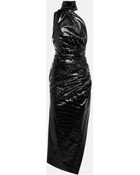 Alaïa - Asymmetric Croc-Effect Midi Dress - Lyst