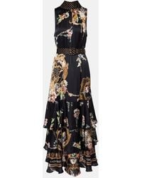 CAMILLA - Robe Longue En Soie A Fleurs - Lyst