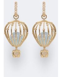 Sydney Evan - Hot Air Balloon 14Kt Hoop Earrings With Aquamarine And Diamonds - Lyst