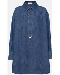 Valentino - Hemdblusenkleid VGold aus Baumwoll-Chambray - Lyst