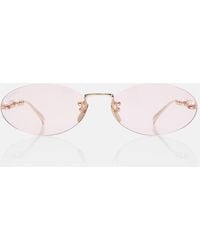 Gucci - Logo Embellished Oval Sunglasses - Lyst