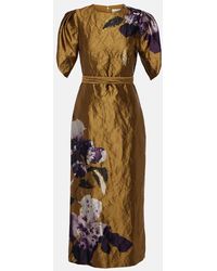 Erdem - Astrea Floral-print Crinkled-satin Midi Dress - Lyst