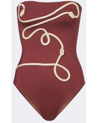 Johanna Ortiz - Embroidered Strapless Swimsuit - Lyst
