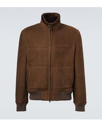 Thom Sweeney - Shearling-Lined Suede Bomber Jacket - Lyst