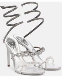 Rene Caovilla - Cleo Embellished Satin Sandals - Lyst