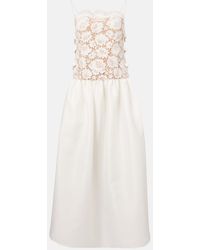 Self-Portrait - Bow-Detail Lace And Satin Maxi Dress - Lyst