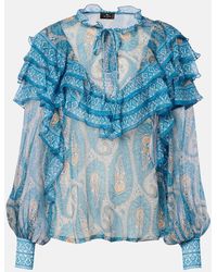 Etro - Blusa De Seda Con Volantes Y Paisley - Lyst