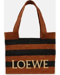 Loewe - Paula's Ibiza Font Medium Striped Raffia Tote Bag - Lyst