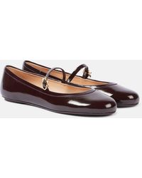 Gianvito Rossi Carla Leather-Trimmed Ballet Flats in Natural | Lyst UK