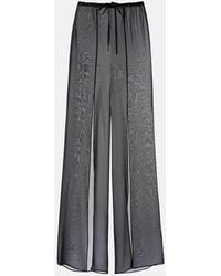 Balmain - Monogram Sheer Silk Wide-Leg Pants - Lyst
