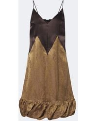 Ferragamo - Satin And Brocade Slip Dress - Lyst