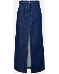 Dries Van Noten - Belted Denim Maxi Skirt - Lyst