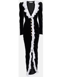 Alessandra Rich - Lace-Trimmed Velvet Maxi Dress - Lyst