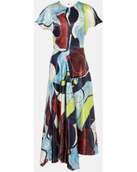 ROKSANDA - Adriana Printed Satin Midi Dress - Lyst
