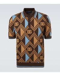 Dolce & Gabbana - Dg Jacquard Cotton Pique Polo Shirt - Lyst