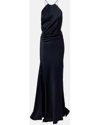 Victoria Beckham - Chain-Detail Draped Crepe Satin Gown - Lyst