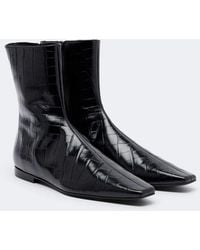 TOTEME - Croc-Effect Leather Ankle Boots - Lyst