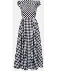 Oscar de la Renta - Gingham Cotton-Blend Midi Dress - Lyst