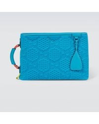 Gucci - Large GG Scuba Leather-trimmed Pouch - Lyst