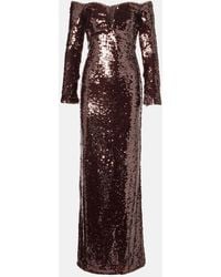 Self-Portrait - Off-Shoulder Sequined Gown - Lyst