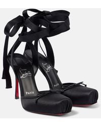 Christian Louboutin - Cassia Lace Up 100 Satin Crepe Pumps - Lyst