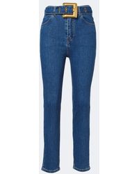 Balmain - Belted High-Rise Cropped Jeans - Lyst