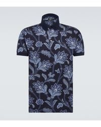 Etro - Printed Cotton Pique Polo Shirt - Lyst