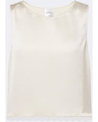 Leset - Barb Lace-Trimmed Satin Crop Top - Lyst