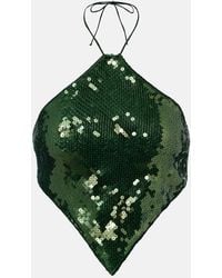 Oséree - Marylin Sequined Halterneck Crop Top - Lyst