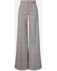 Max Mara - Checked Virgin Wool Wide-Leg Pants - Lyst
