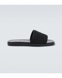 Gucci - Logo Canvas And Leather Slides - Lyst