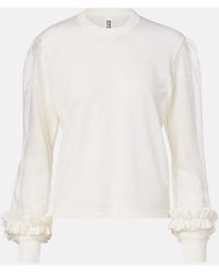Noir Kei Ninomiya - Tulle-Trimmed Wool Sweater - Lyst