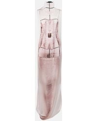Jean Paul Gaultier - Trompe L'Oil Draped Satin Maxi Dress - Lyst