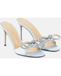 Mach & Mach - Double Bow Embellished Satin Sandals - Lyst