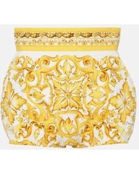 Dolce & Gabbana - Shorts Majolica De Algodon De Tiro Alto - Lyst