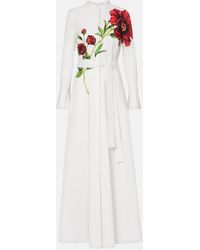 Oscar de la Renta - Peony Cotton-Blend Poplin Maxi Dress - Lyst