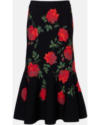 Carolina Herrera - Floral Jacquard Midi Skirt - Lyst