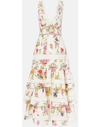 CAMILLA - Floral Tiered Cotton And Silk Maxi Dress - Lyst