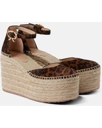 Gianvito Rossi - Leopard-Print Suede Espadrille Wedges - Lyst