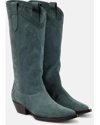 Etro - Embroidered Suede Leather Boots - Lyst