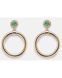 Ileana Makri - Endless 18Kt Hoop Earrings With Emeralds And Diamonds - Lyst