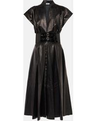 Alaïa - Belted Leather Midi Dress - Lyst