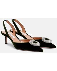 Aquazzura - Crystal Hoop 50 Velvet Slingback Pumps - Lyst