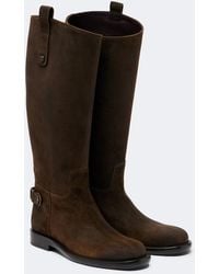 Burberry - Cavalier Suede Knee-High Boots - Lyst