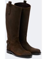 Burberry - Cavalier Suede Knee-High Boots - Lyst