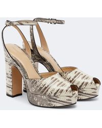 Fendi - After 9 Snake-Effect Leather Platform Sandals - Lyst