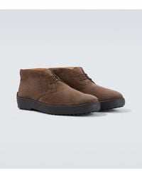 Tod's - Suede Combat Boots - Lyst
